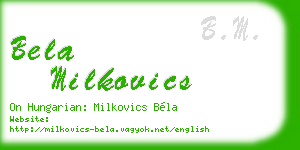 bela milkovics business card